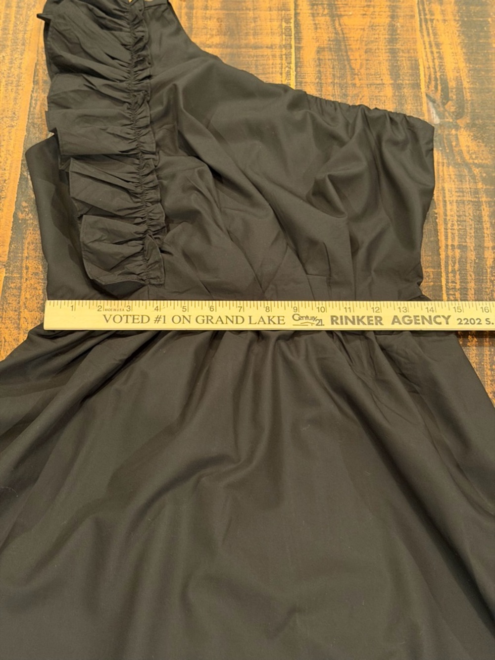 One-Shoulder Black Ruffle Cocktail Dress - Picture 7 of 8